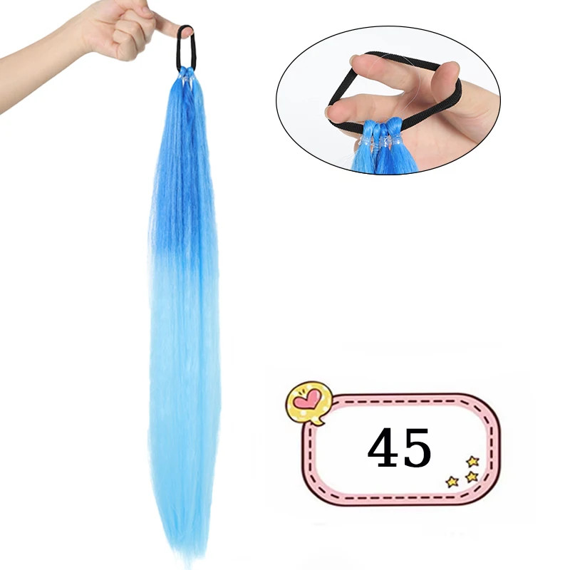 Versatile DIY Braided Ponytail Extensions Synthetic Fake Hair With Elastic Band