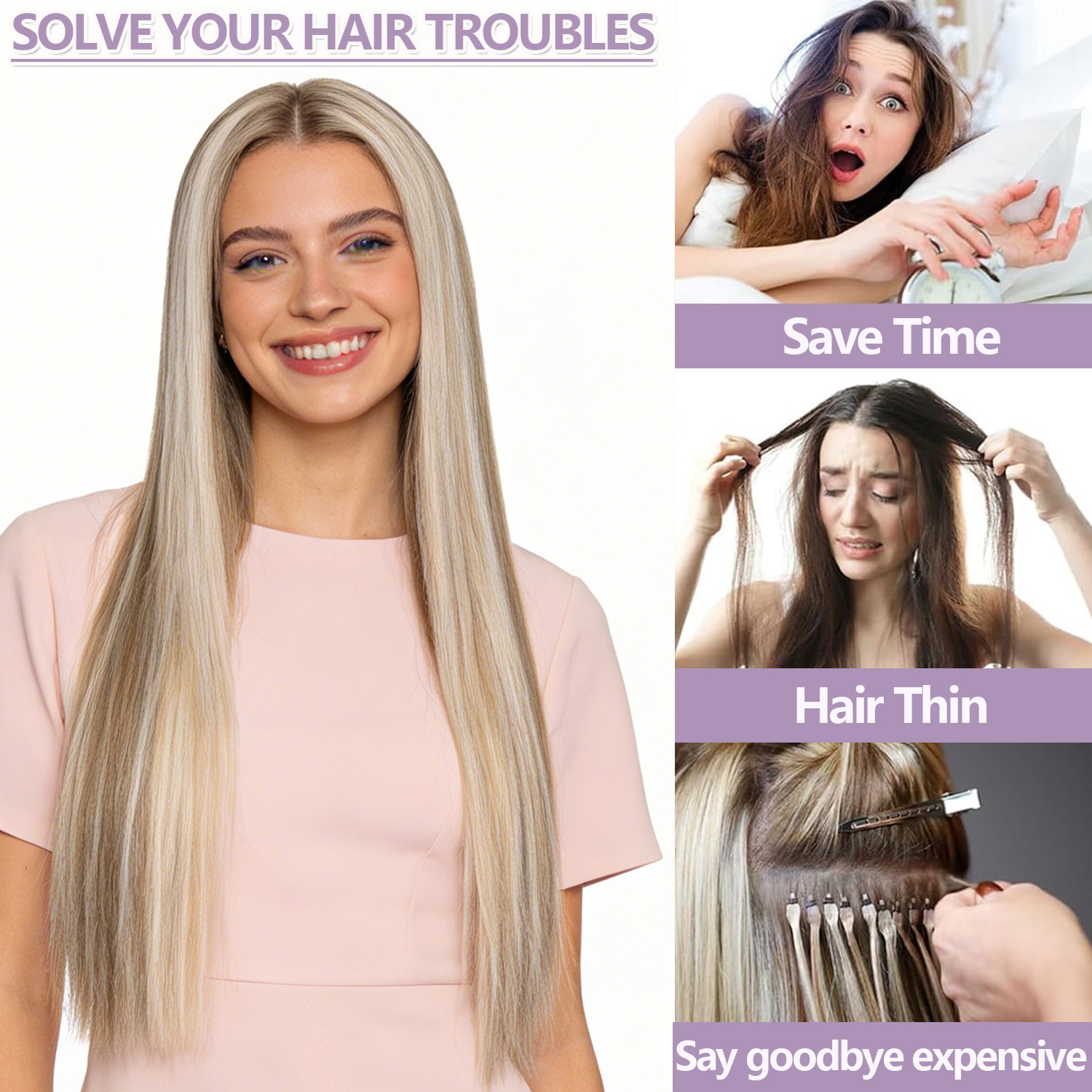 1PCS THICK 100% Real Natural Clip in AS Human Hair Extensions Full Head Straight