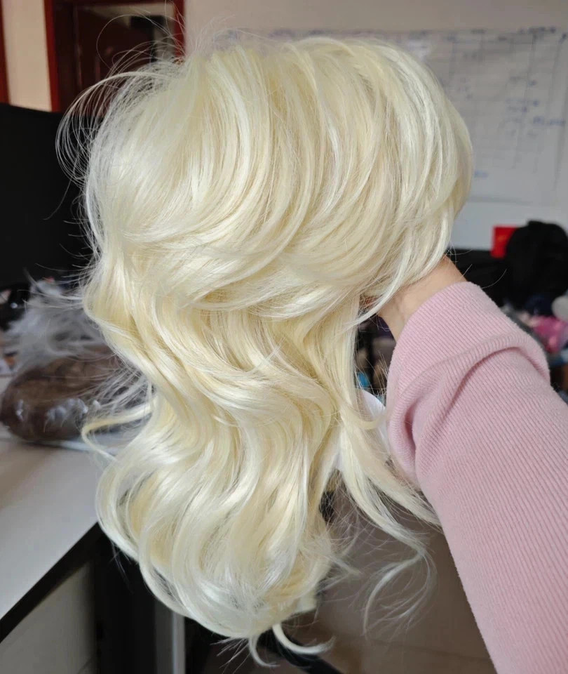 Short Blonde Wig Curly Wave Bob Wig With Bangs For Women Synthetic Nat