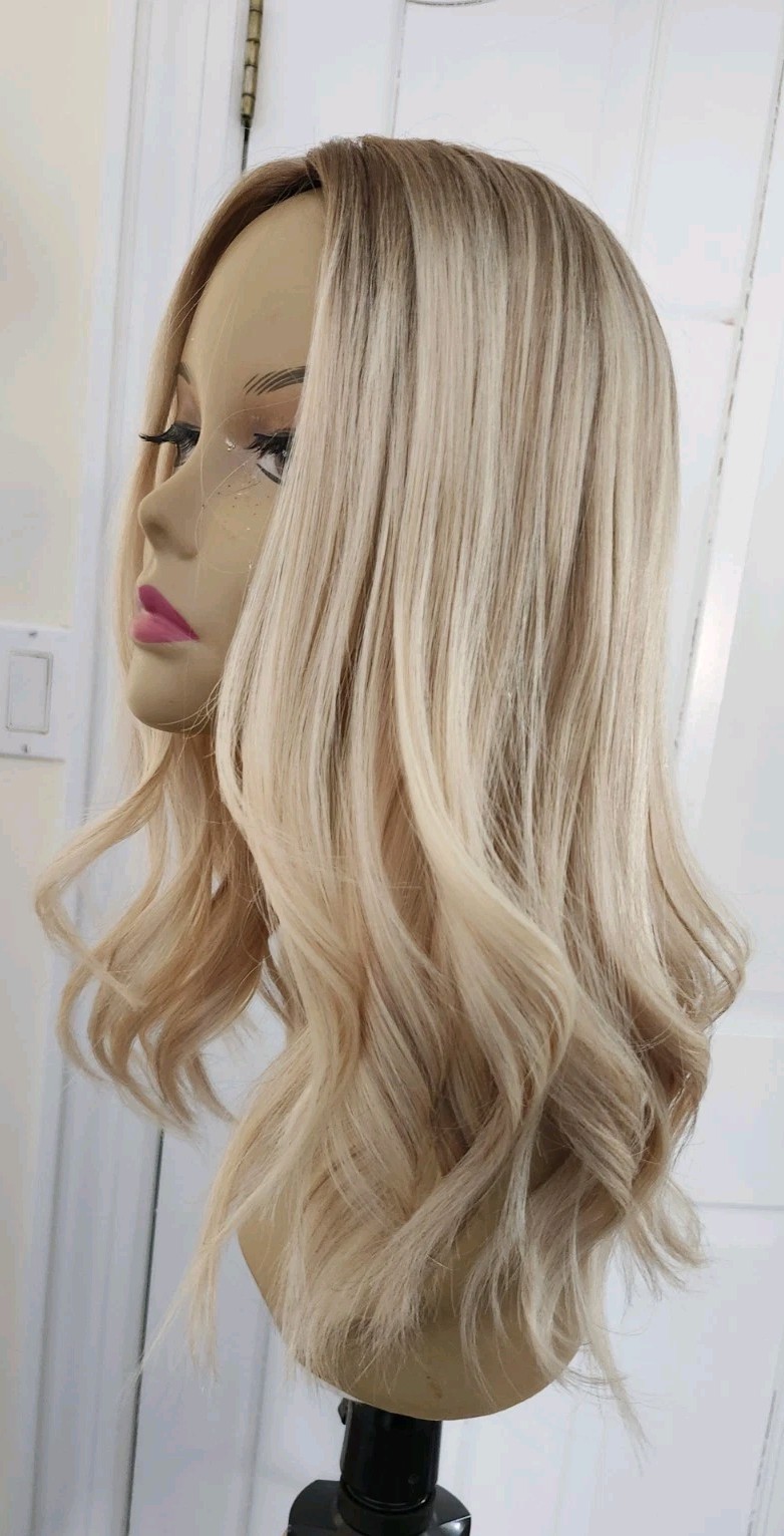 100% HUMAN HAIR SILK TOP LIGHT BLONDE TOPPER /DIMENSION 8″x8″ 18″ LONG
