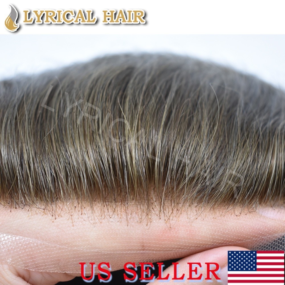 French Lace Front Mens Toupee Human Hair Natural Light Hair System Unit For Men