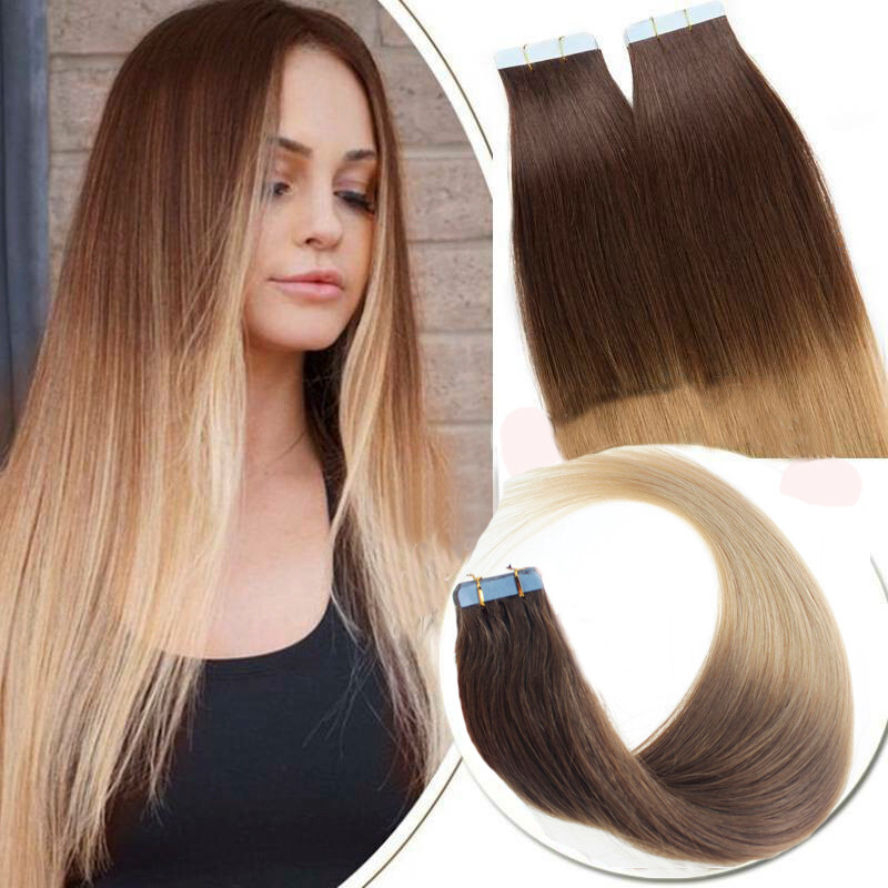 Tape in Remy Human Hair Extensions Seamless Skin Wefts Premium Thick Hair16-24in