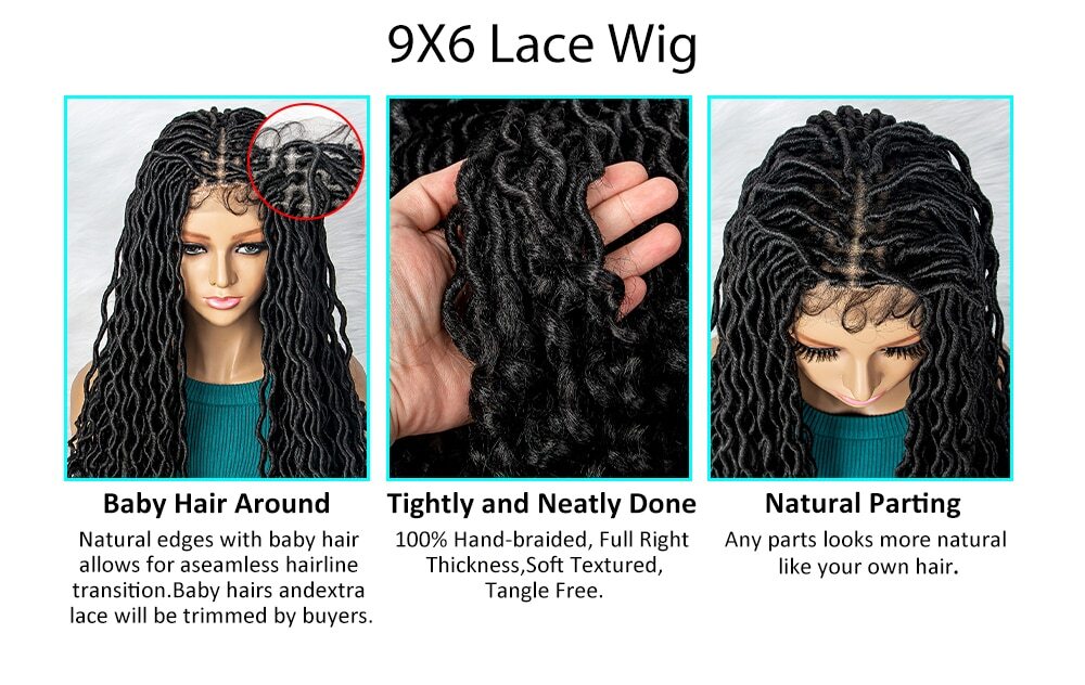 32″ Synthetic Lace Front Wig Braided Wigs Braid With Baby Hair Braided Curly