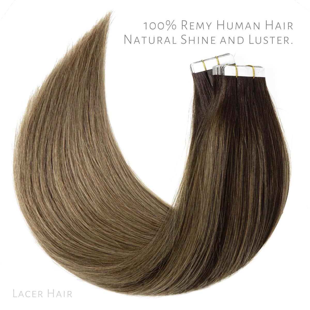 Lacer Tape in Hair Extensions Human Hair 18 Inch Tape Seamless Skin Weft Darkest