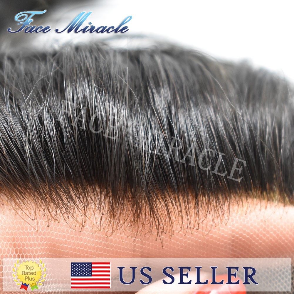 Mens Hairpiece French Lace Toupee for Men Human Hair Replacement System Thin PU