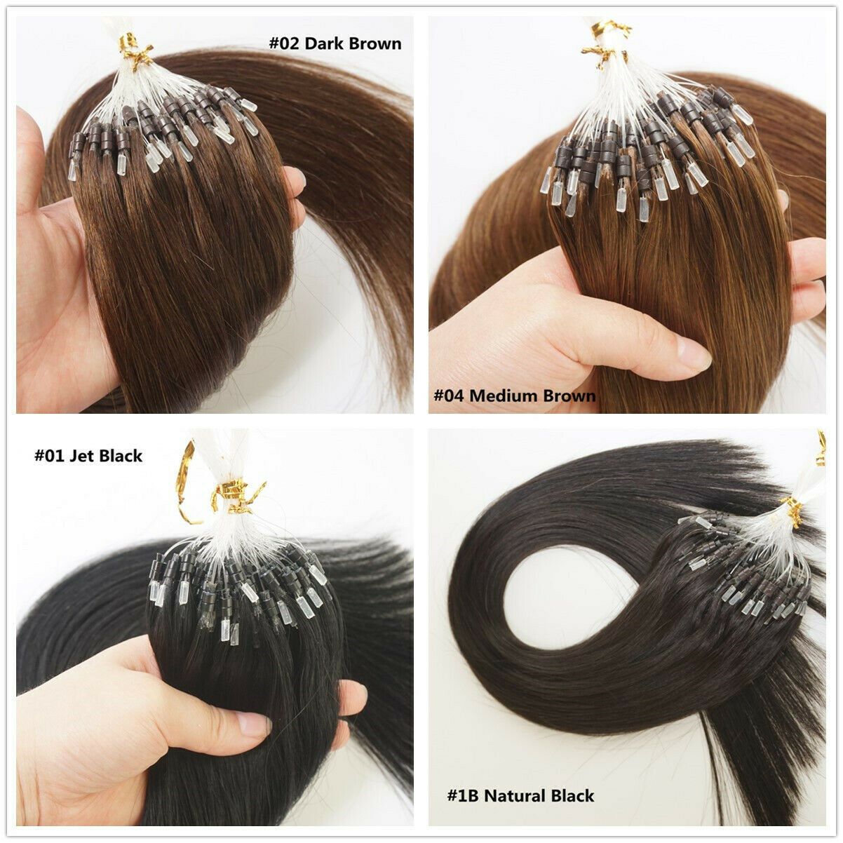 Micro Link Loop Tip Human Hair Extensions Micro Beads Double Drawn Thick 1g/s 9A