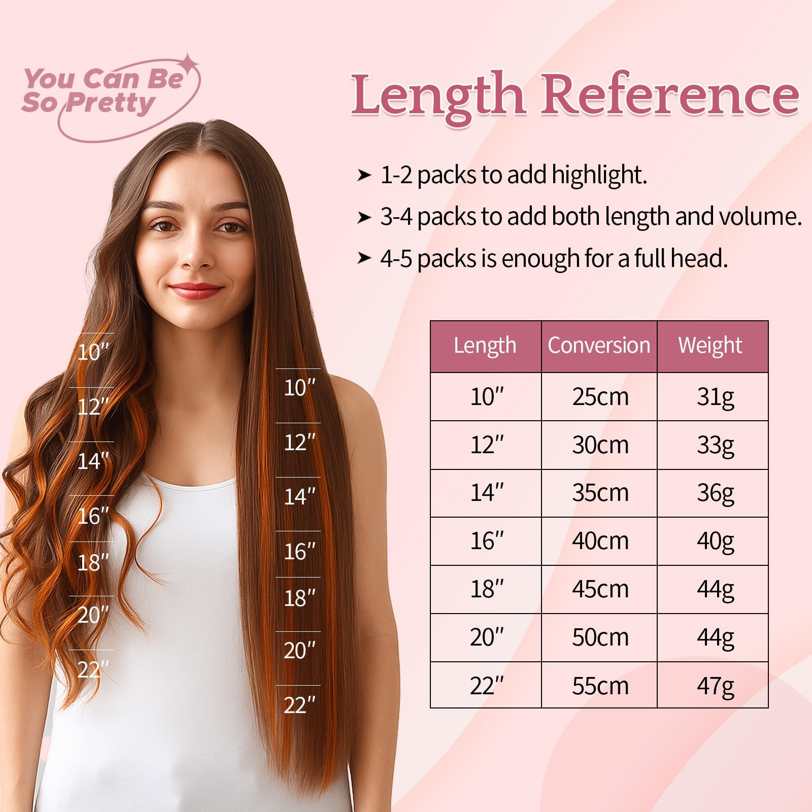 Segohair Clip In Hair Extensions Real Human Hair For Women 22 Inch 47G 6Pcs