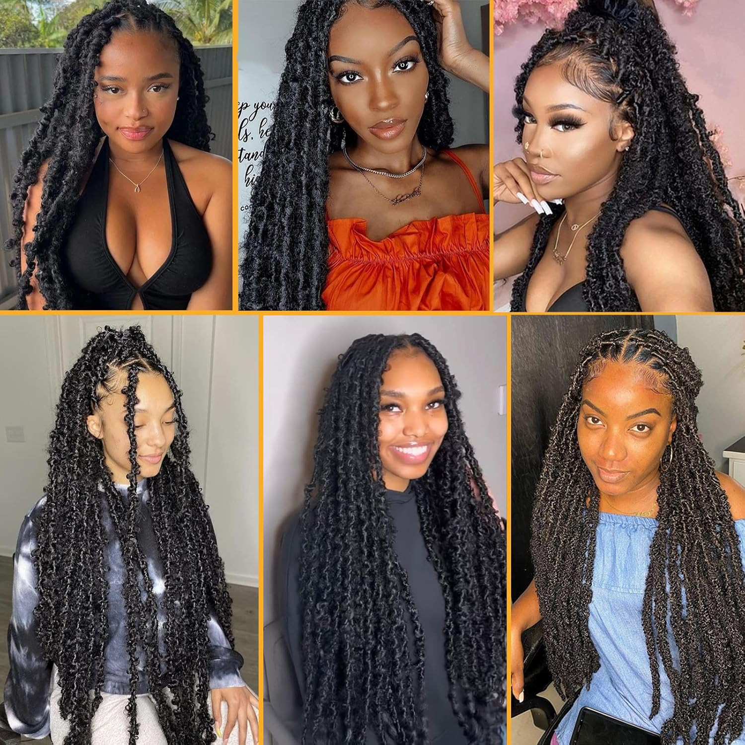 24 Inch Butterfly Locs Crochet Hair 6 Packs Distressed Faux Locs Crcoeht Hair 1B