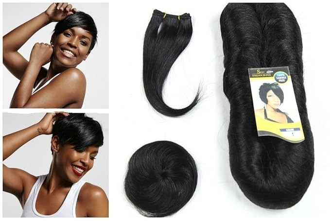 Short Pixie Finger Roll Wave 27 Wefts +Closure+Bang 100% Virgin Human Hair Set