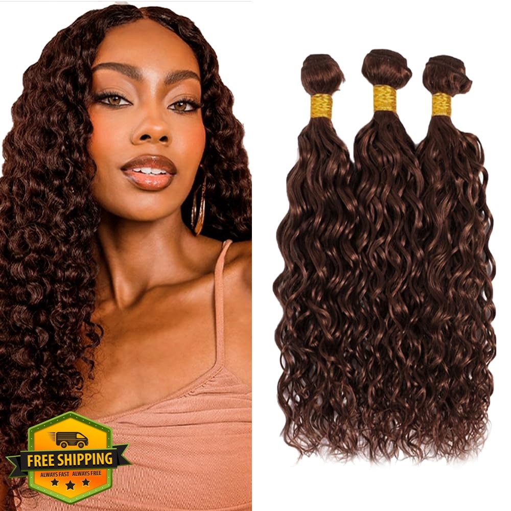 CnumGunm #4 Brown 12-16 Inch Water Wave Human Hair