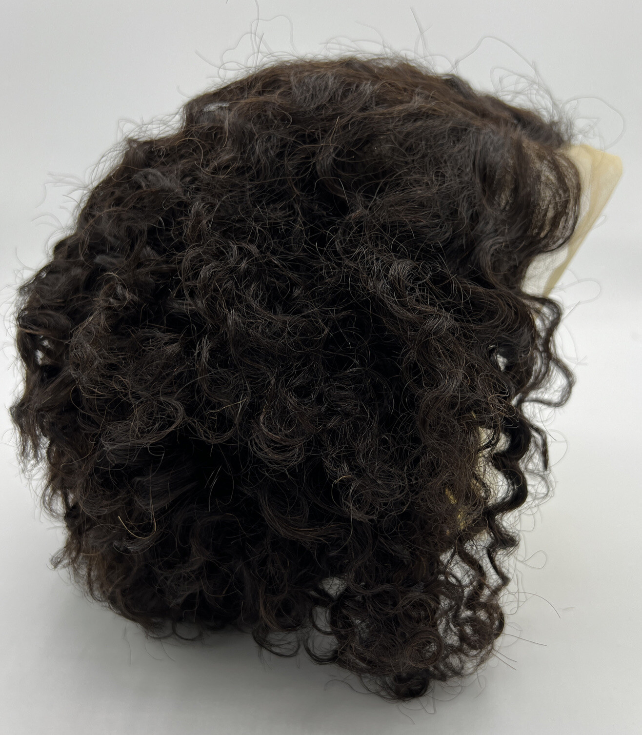 Transparent Lace Wig 12” Curly Wavy Hair Lace Front Dark Brown/Black