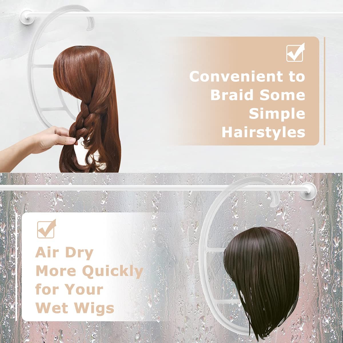 Dreamlover Hanging Wig Stands, 2 Count (Pack of 1), Semitransparent