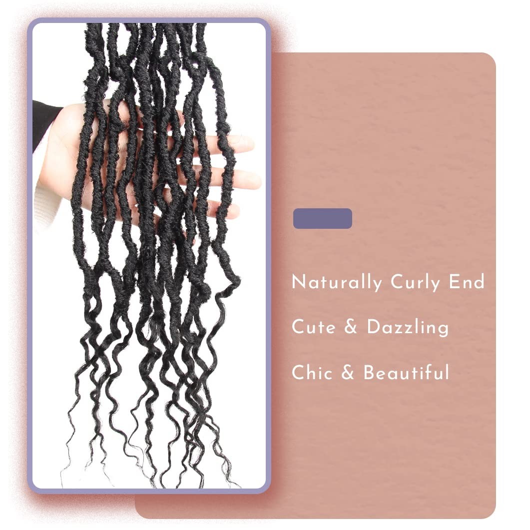 BOHOBABE 30″ Faux Locs Crochet Hair, Boho Soft with Curly Ends
