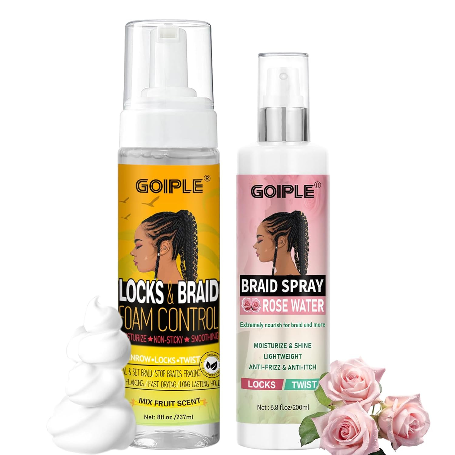 Braid Foam Control Mousse Hair Braiding Mousse for Twist, Locs, Braids Lightweig