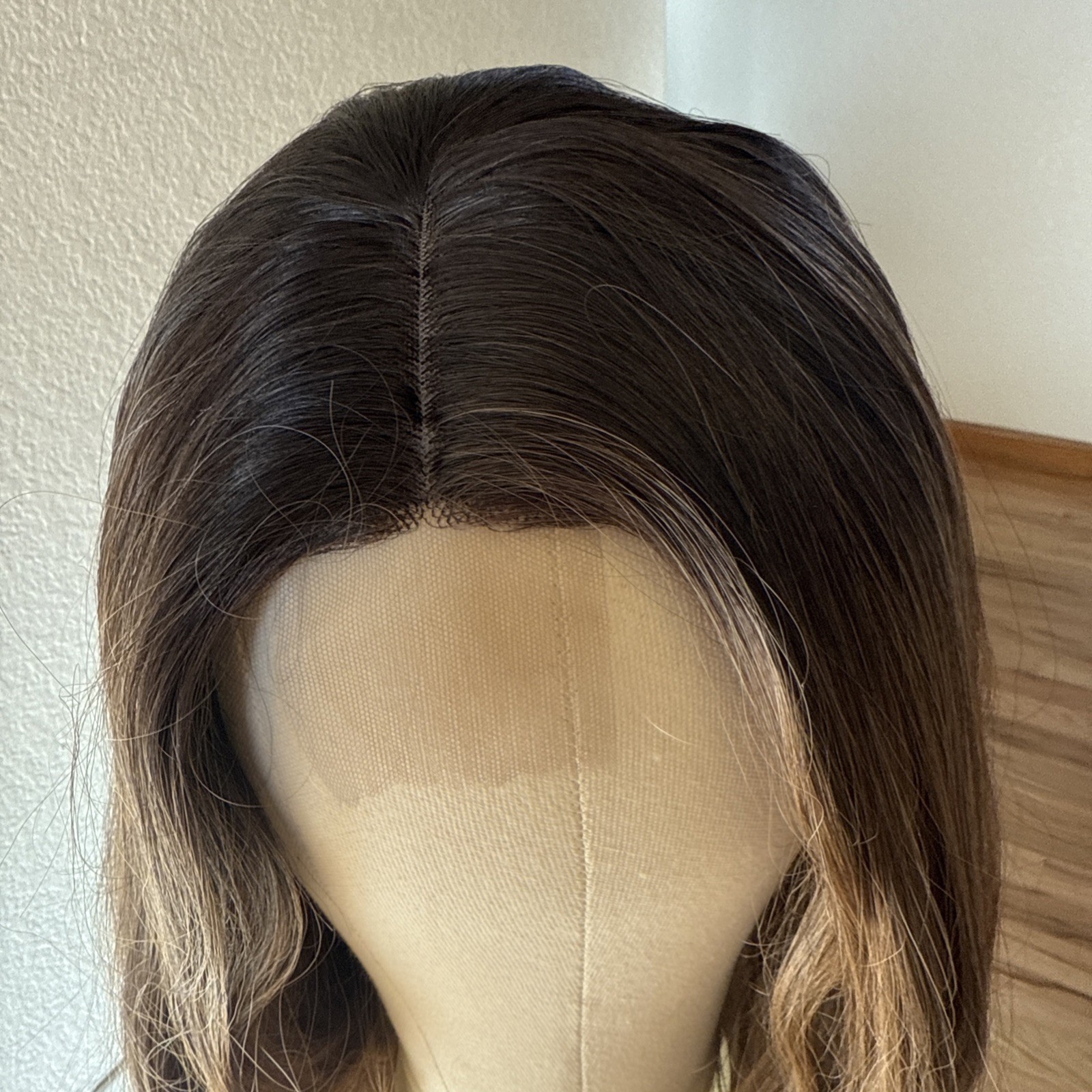 New Trend Wigs 33” Rooted Med Brown With Light Tips Highlights 60