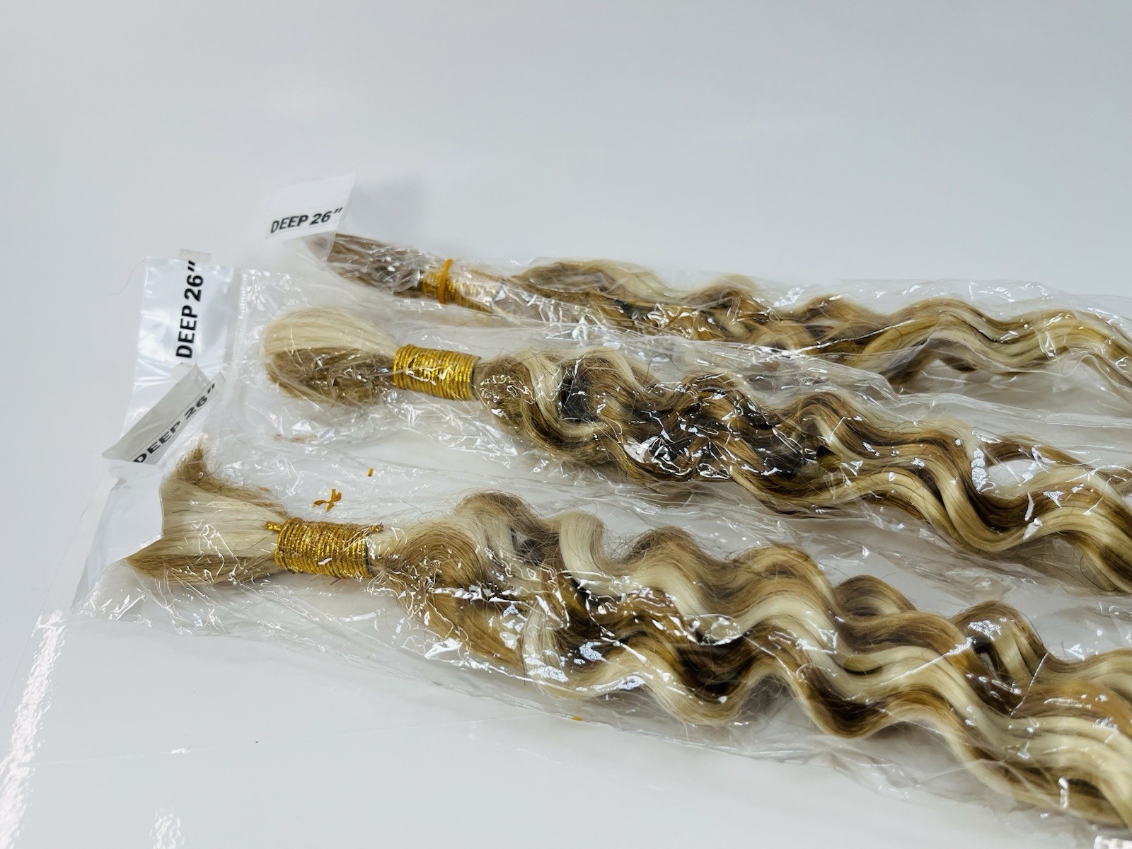 26” Deep Wave Blonde Braiding Hair Extension P27/613 Human Hair Blend