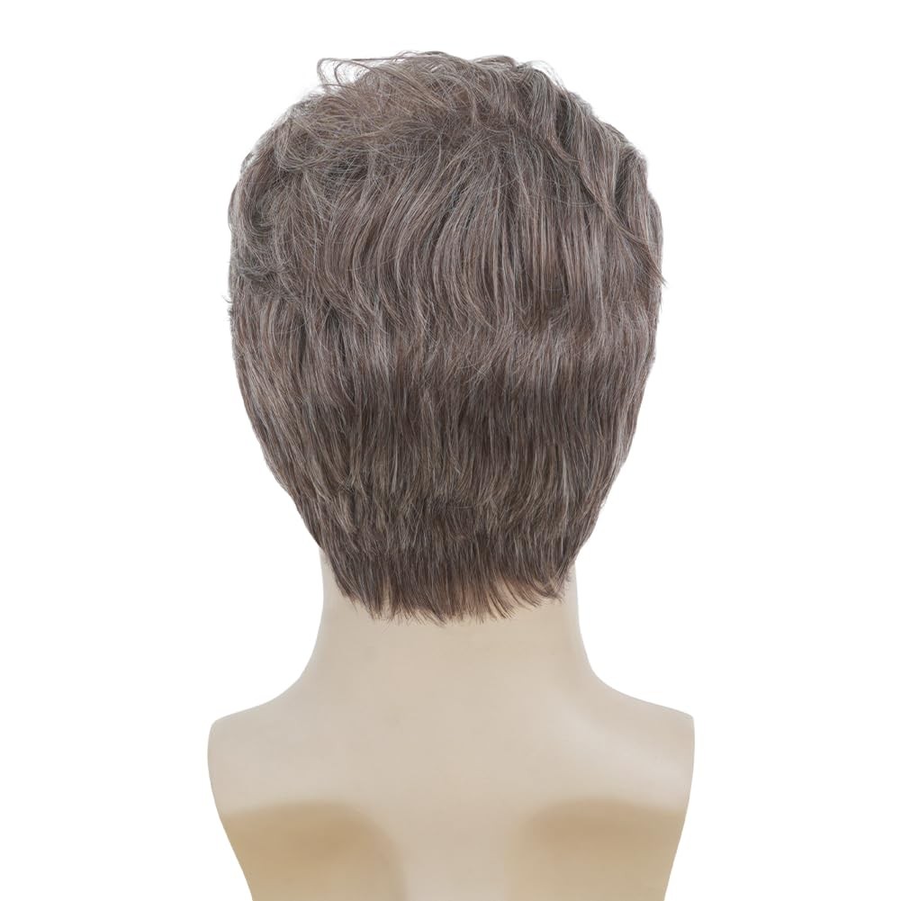 Salaibs Mens Grey Short Wig Natural Synthetic Heat Resistant 22 Inch,