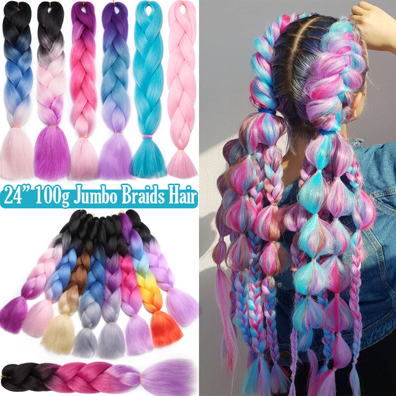 New Braid Twist Hair Expression 24″ Highlight For Cosplay Ombre Pink Blue Purple