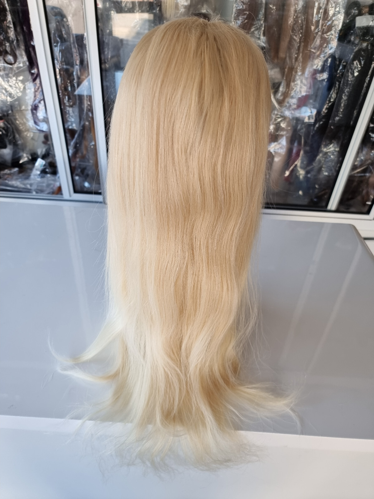 BRAZILIAN SILK BASE TOP GLUELESS FULL LACE WIG BLONDE 613# 180% DENSITY 20INCHES