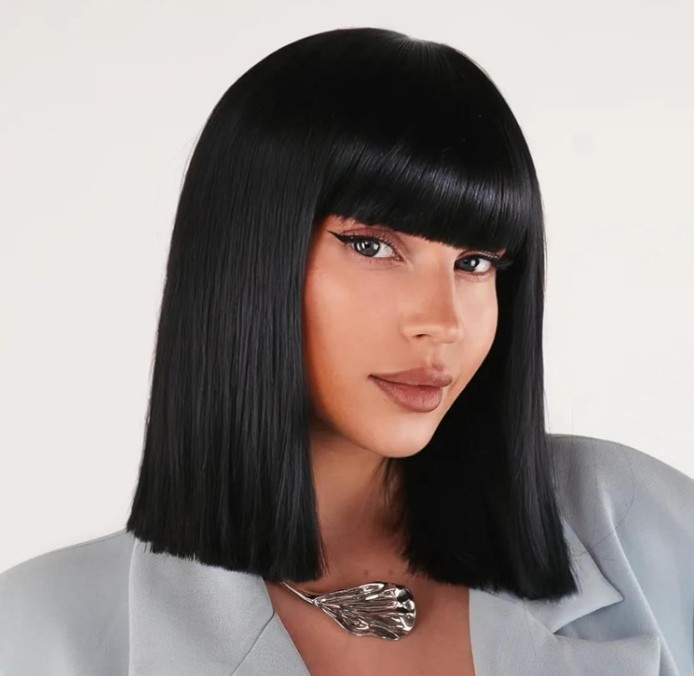 Women Short Straight Bob Wigs Heat Resistant Cosplay Party Halloween Wig 12 Inch