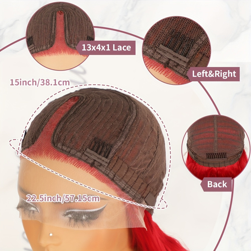 Red Wavy Hair Lace Front Wigs Long Natural Body Wave Heat Resistant Women Party