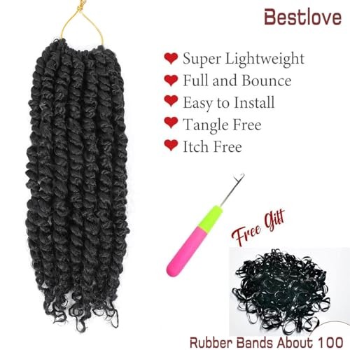 10 Inch 8 Packs Pre-twisted Passion Twist Crochet Hair 10 Inch (Pack of 8) 1B