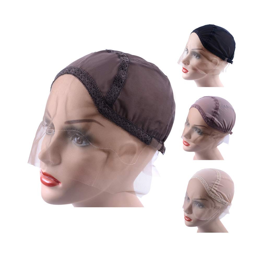 YANTAISIYU Lace Front Wig Cap for Making Wigs with Adjustable M, Dark Brown