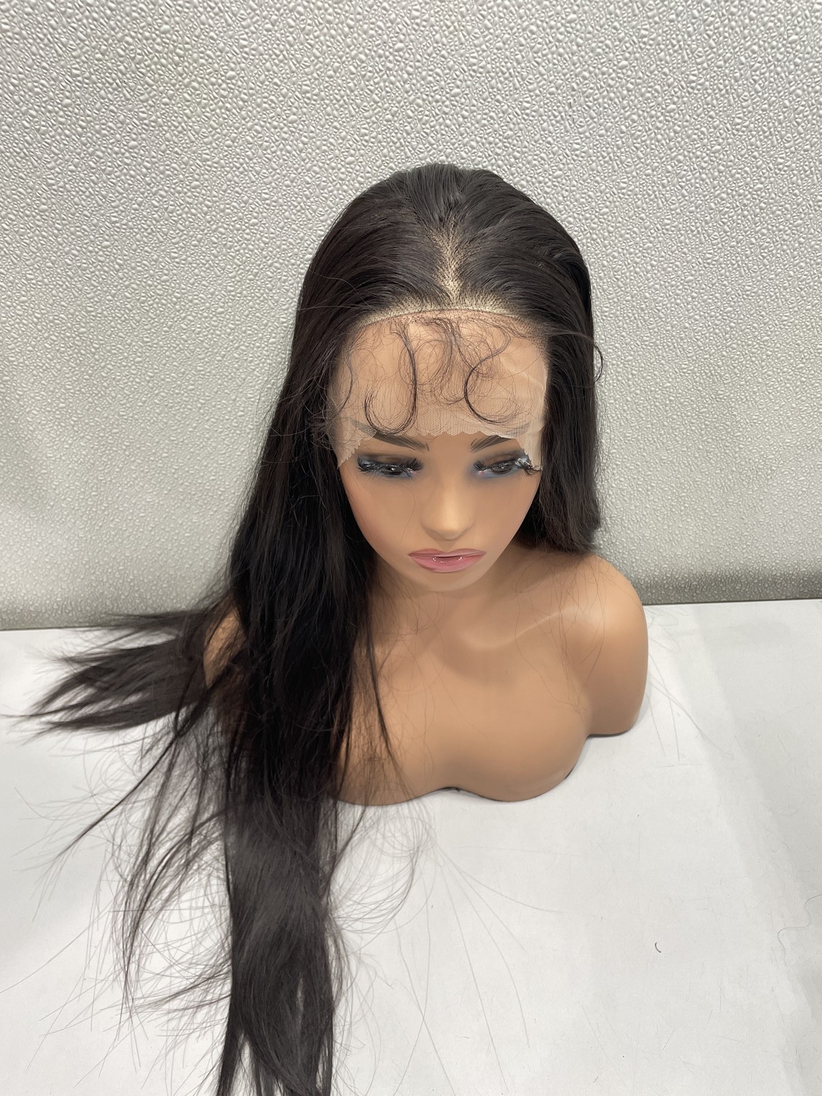 High-End Wigs Dark Brown Straight Synthetic Hair Lace Front Glueless Wig, 28″