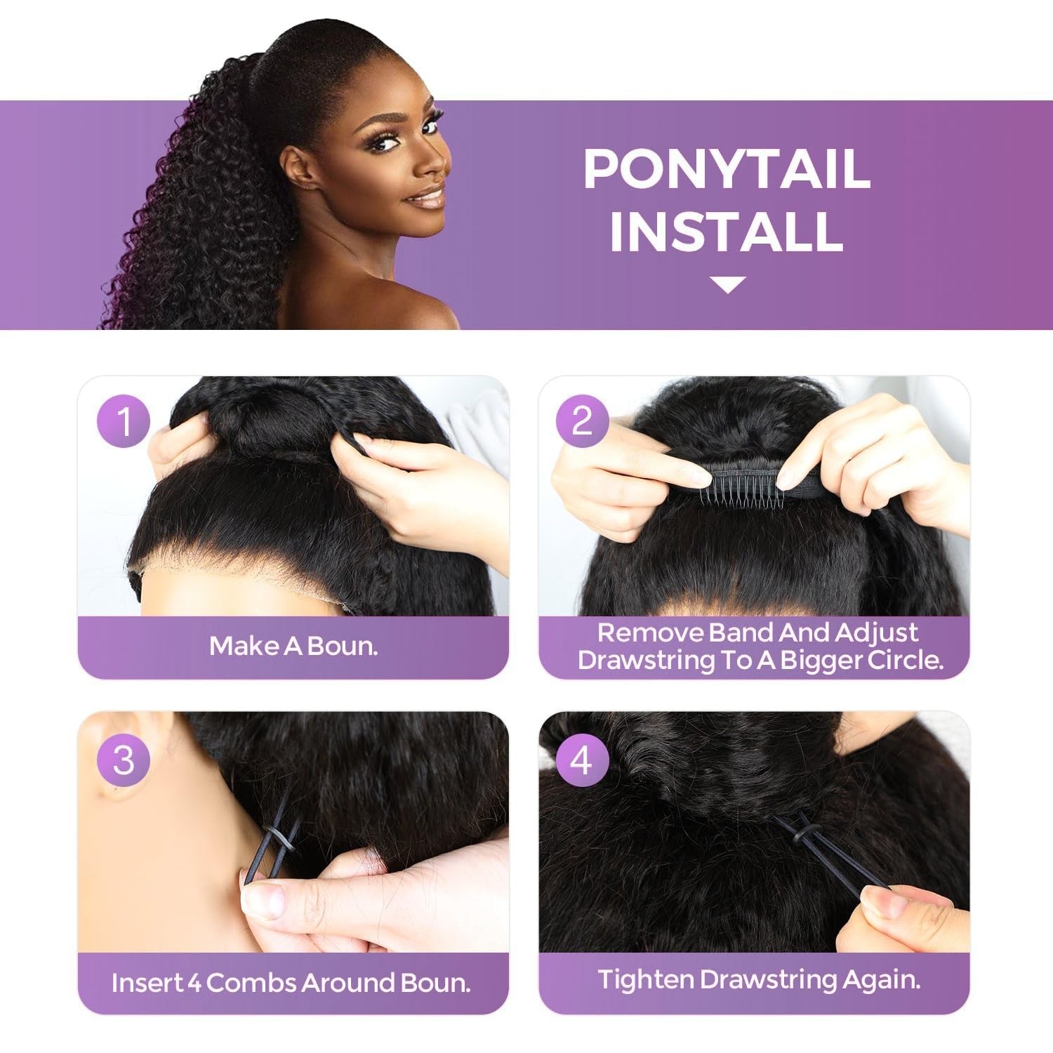 180% Density Afro Curly Half Wig – 22 Inch Kinky Curly Human Hair, Glueless, Eas