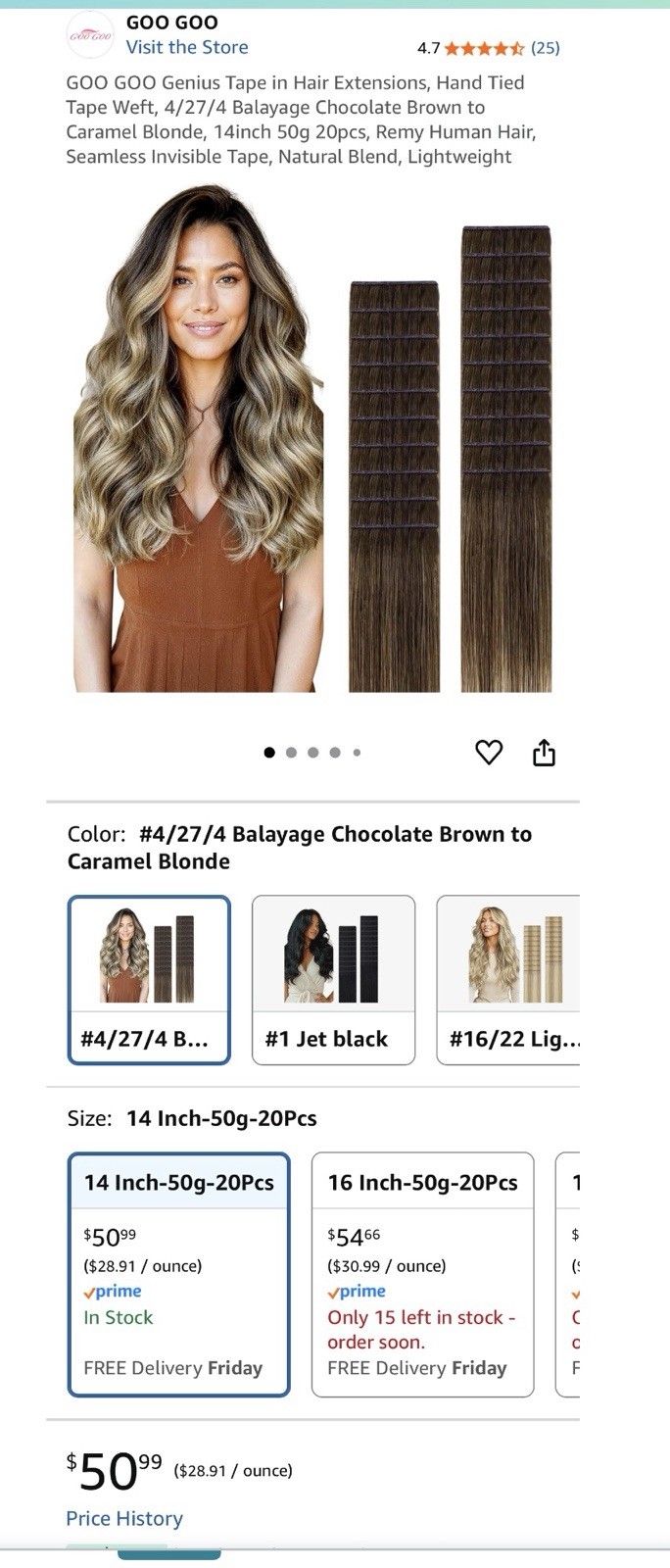 GOO GOO 14 IN GENIUS INVISIBLE WEFT TAPE IN HAIR EXTENSIONS – BLONDE AND BROWN