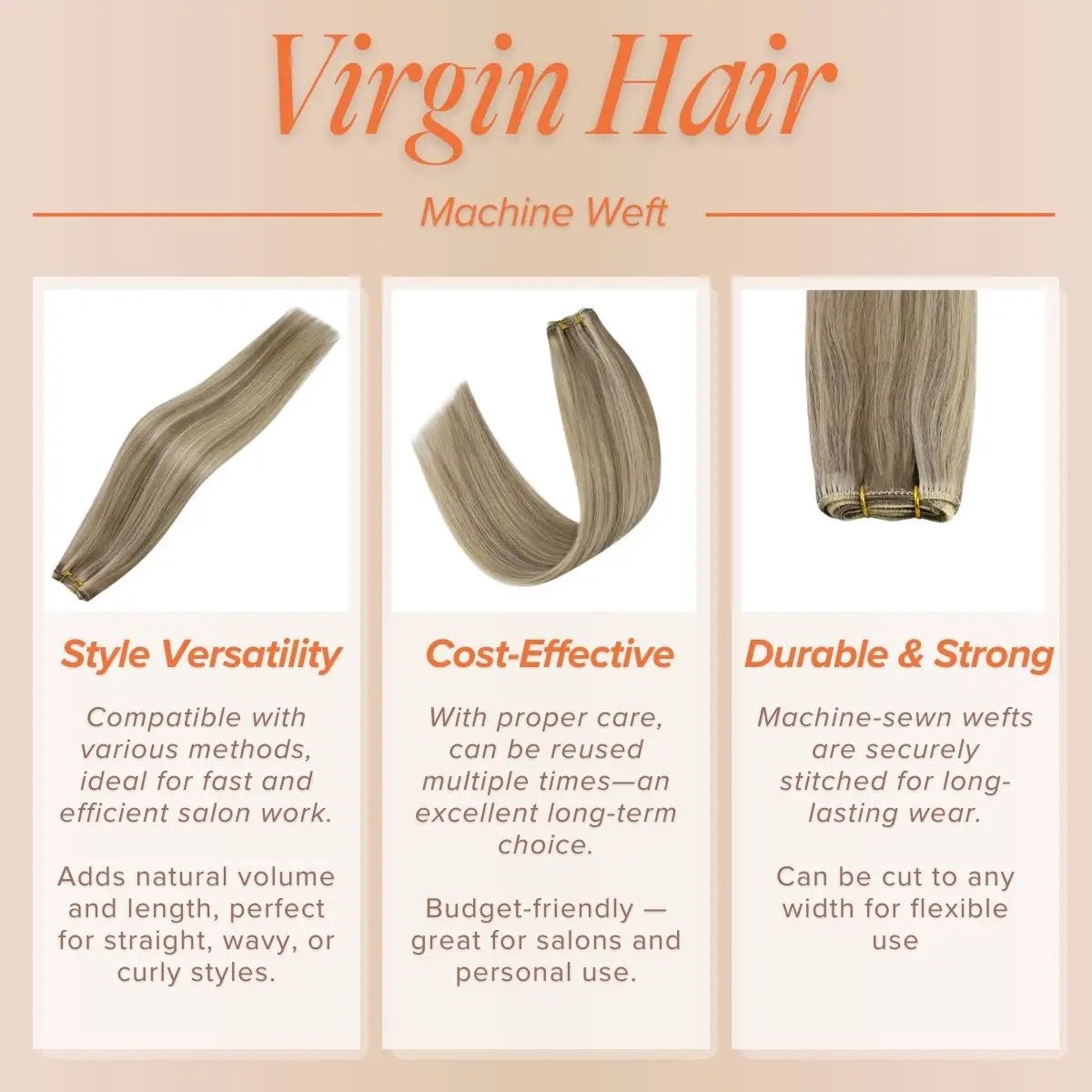Sunny Hair WEFT 22in Ash Brown/Blonde Hair Extensions HW_P8A-60_22_100G4