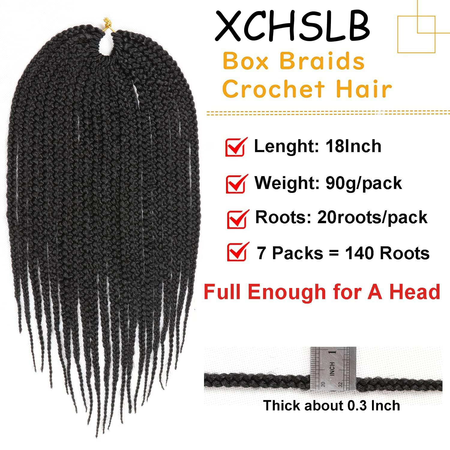 7 Packs Goddess Box Braids Crochet Hair 18 Inch Prelooped Crochet Box Braids Cro