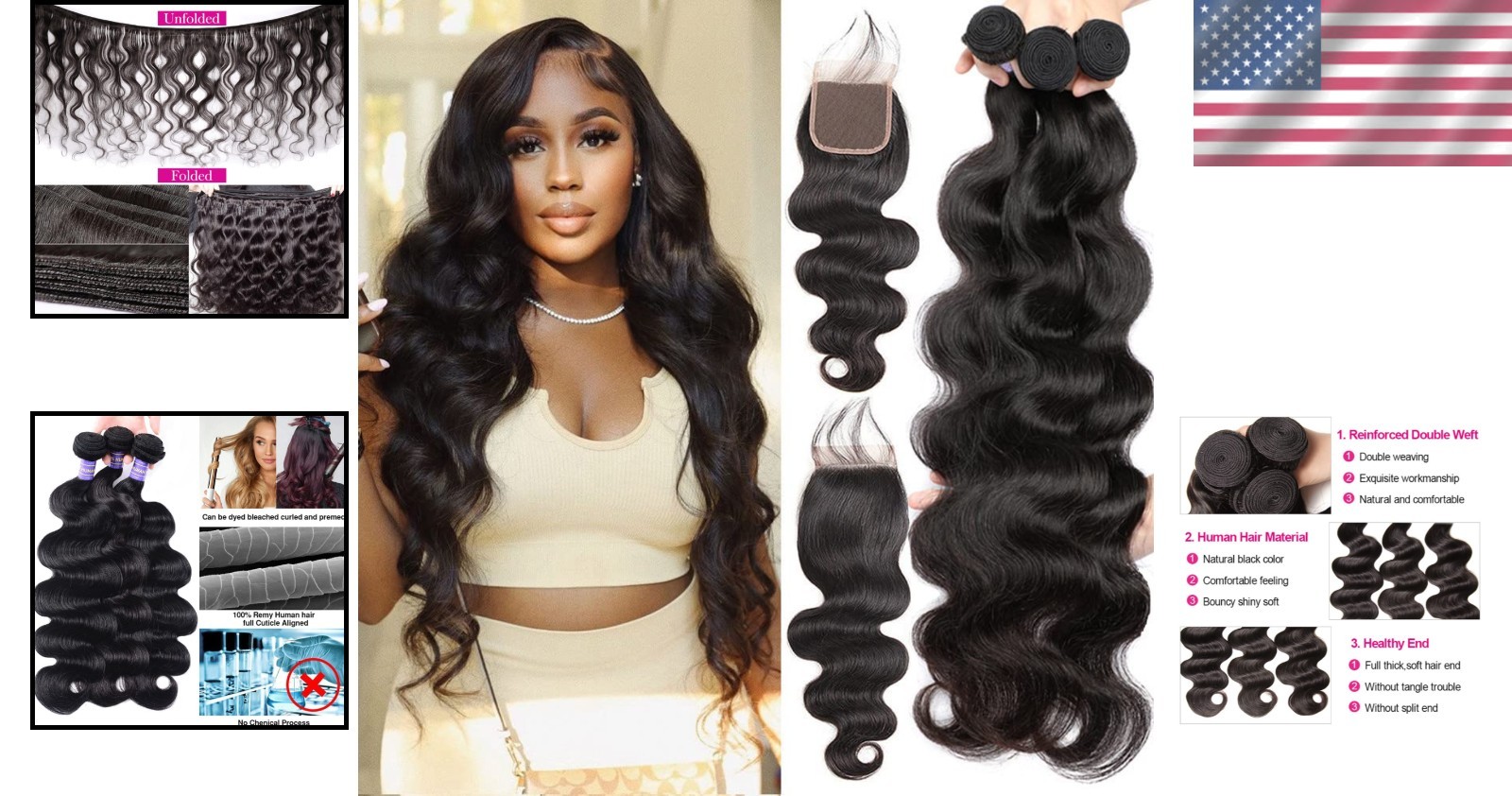 Virgin Brazilian Hair Bundles + Lace Closure Combo