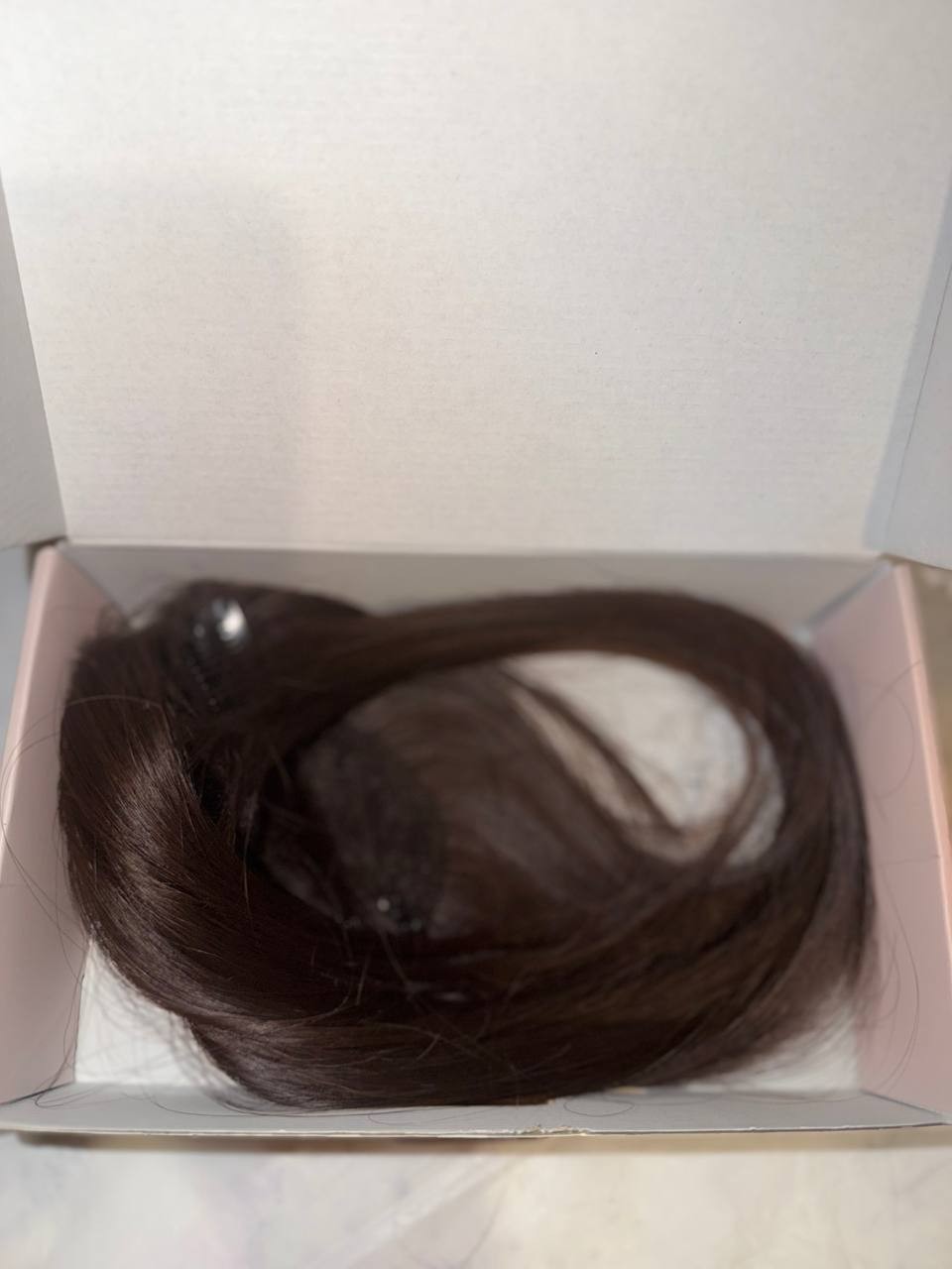 Rich Choices 14″ Real Human Hair Topper No Bang #2R Chocolate Brown Clip In
