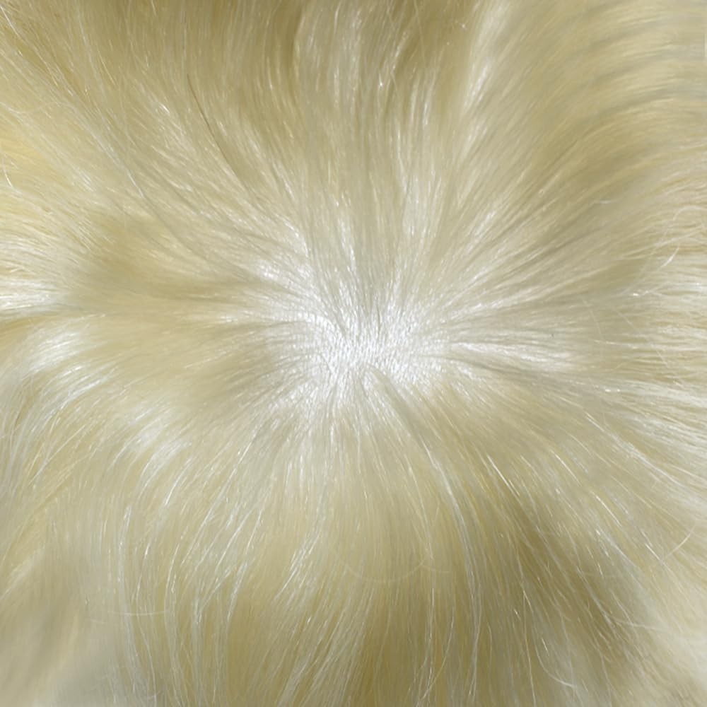 Mens Toupee Human Hair Systems Full Poly Thin Skin Hair Piece Replacement 0.1MM