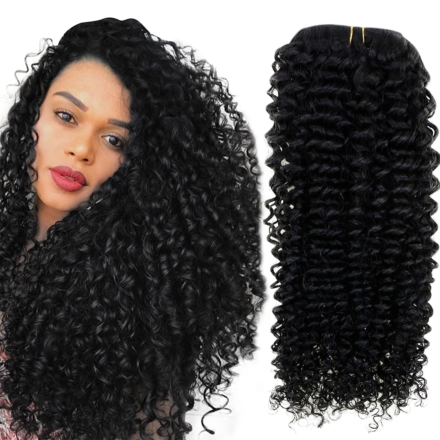 45cm to 70cm Natural Curly Clip In Extensions Human Hair 120g 7pcs Brown Black
