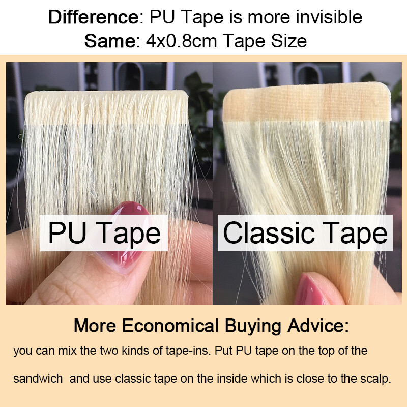 16-26″ NEW PU Injected Invisible Tape in Natural Human Hair Extensions Remy