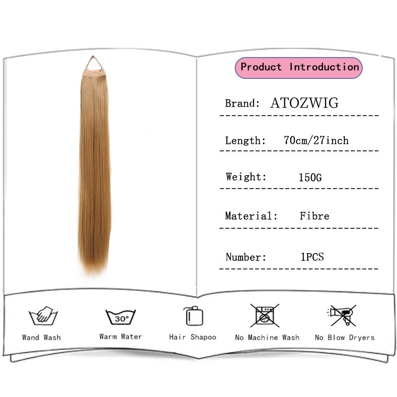 Synthetic Straight Ponytail with Hair Tie Wrap Around Hair Extension for Women