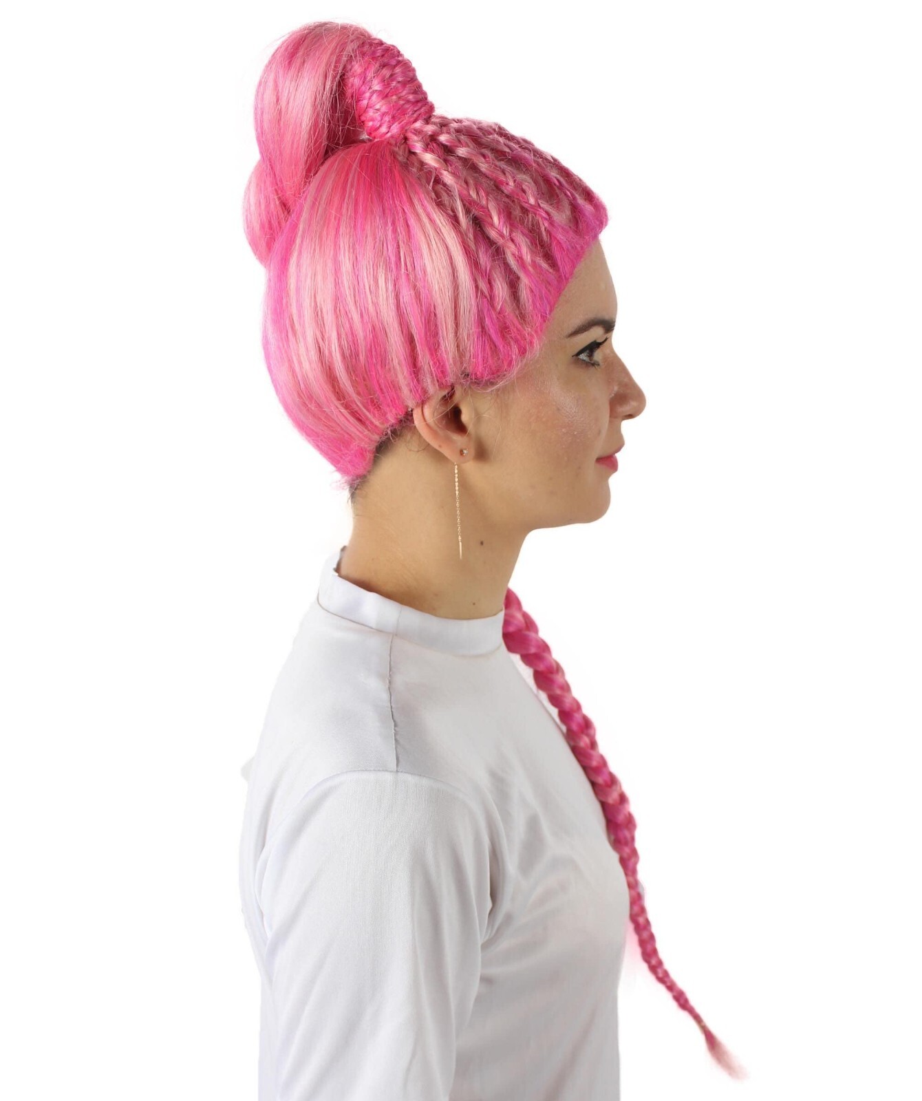HPO Adult Women Drag Race Television Show Pink Braided Ponytail Wig | HW-7021