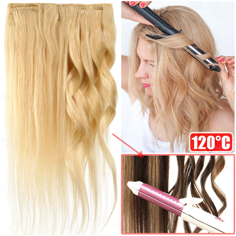 One Piece 9A Human Hair Extensions Clip In 100% Remy Real Weft Lucca Light Brown