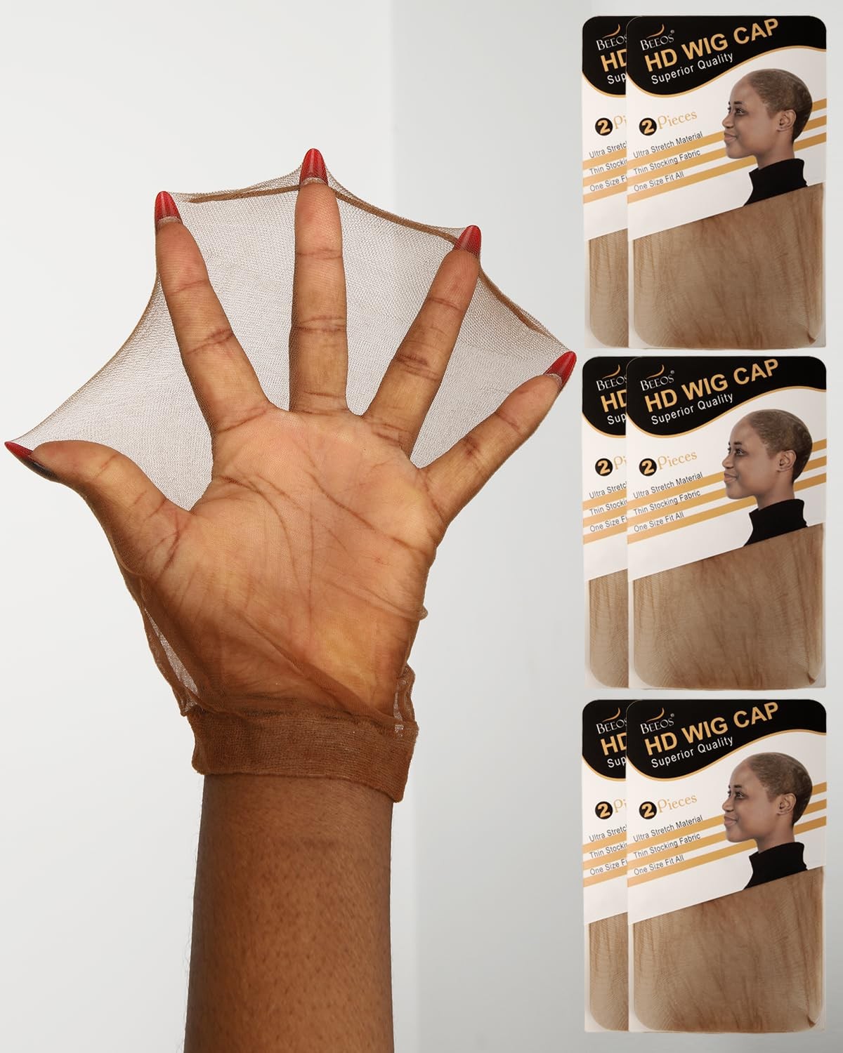 BEEOS Brown SKINLIKE HD Wig Cap, 12 Pieces Skinlike 12 PCS
