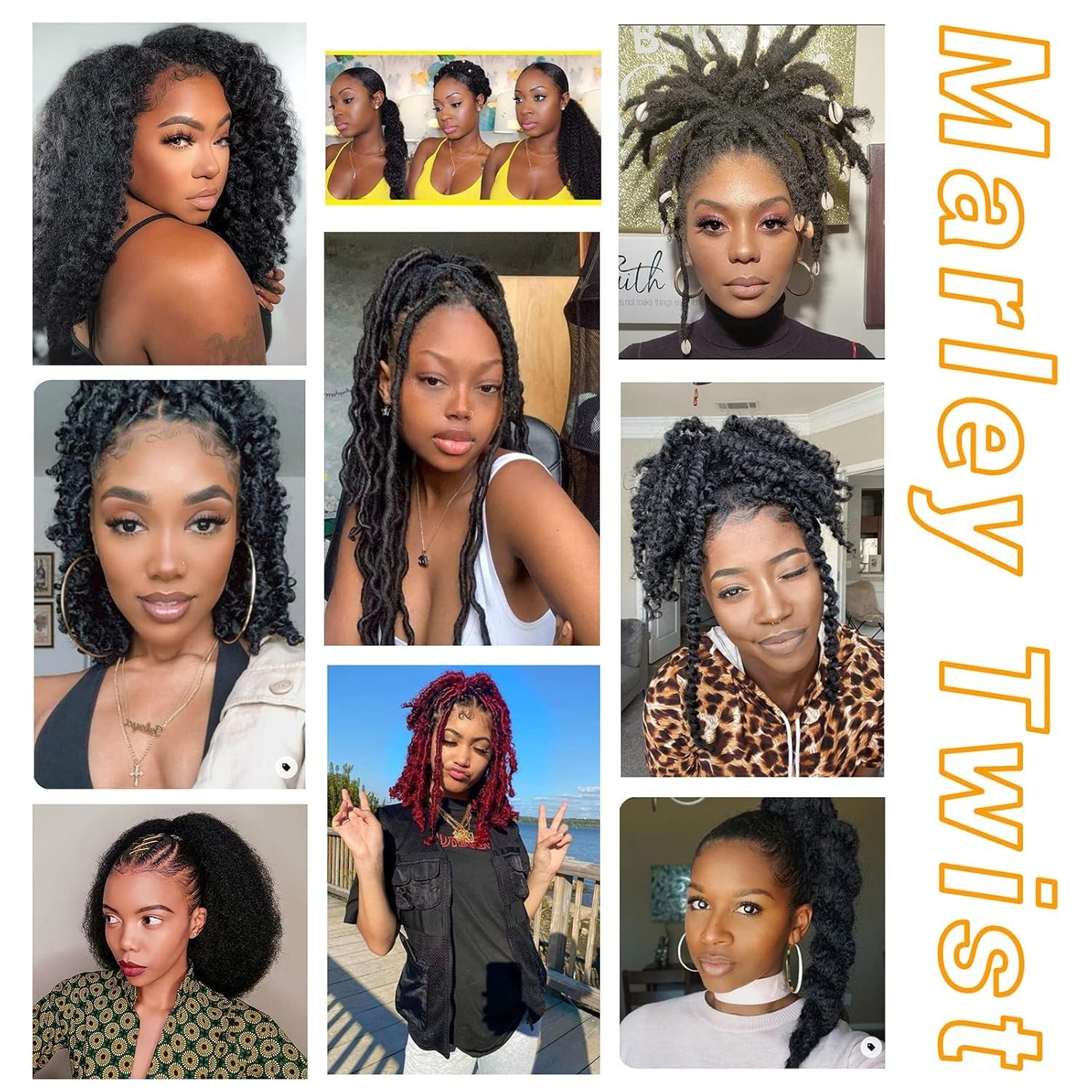 18 Inch Black Marley Twist Braiding Hair 3 Pack Pre Separated Afro Kinky
