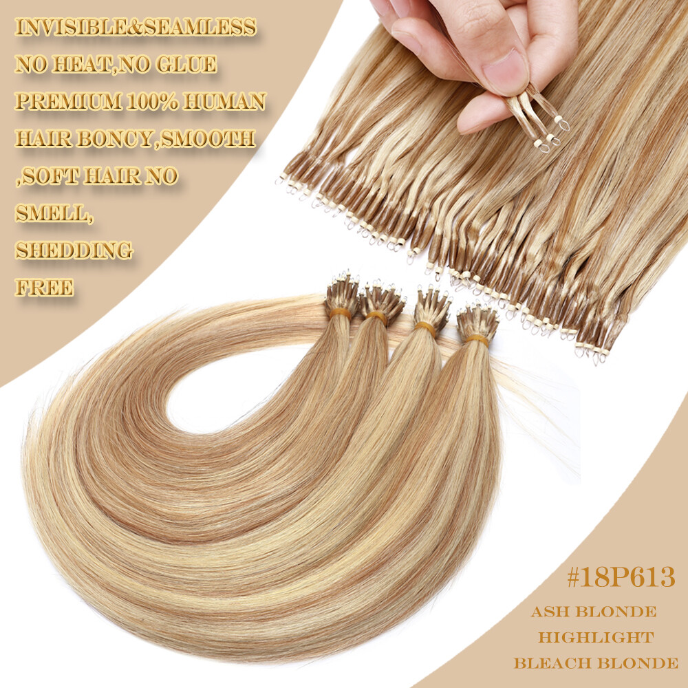 Double Drawn Nano Tips Elastic Line Bonding Human Hair Extensions Nano Beans 1g