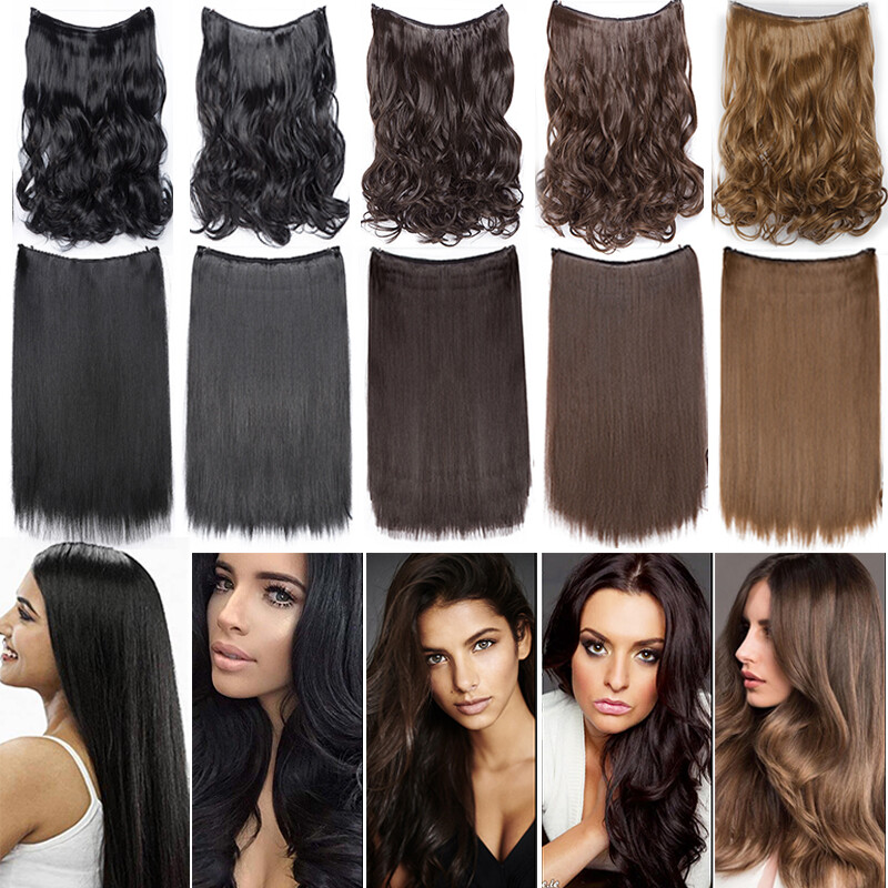 One Piece Secret Natural Wire in Hair Extensions Hidden Head Band Thick as Human
