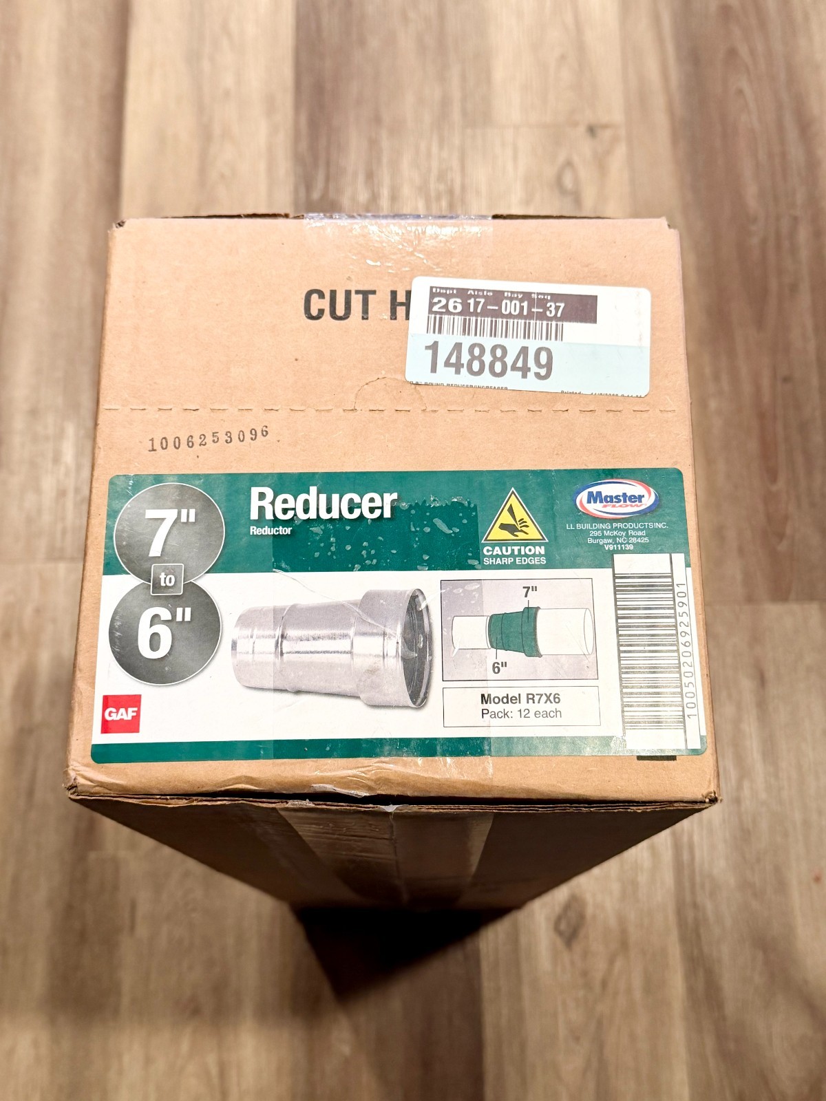 12x Master Flow Round Reducer 7 in to 6 in Galvanized Steel R7X6