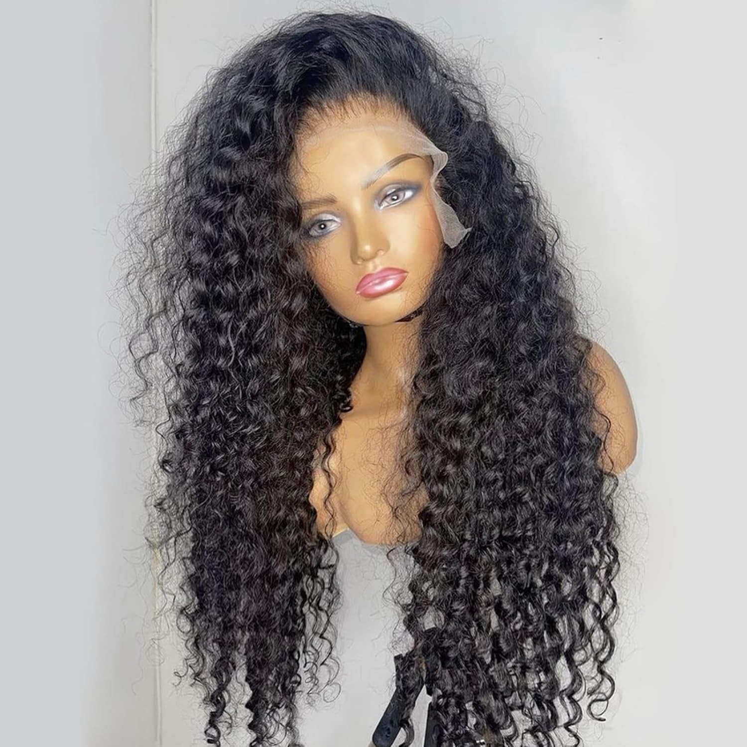 Black Curly Glueless Lace Front 13×4 Deep Wave Baby Hair Long Curly Lace Front