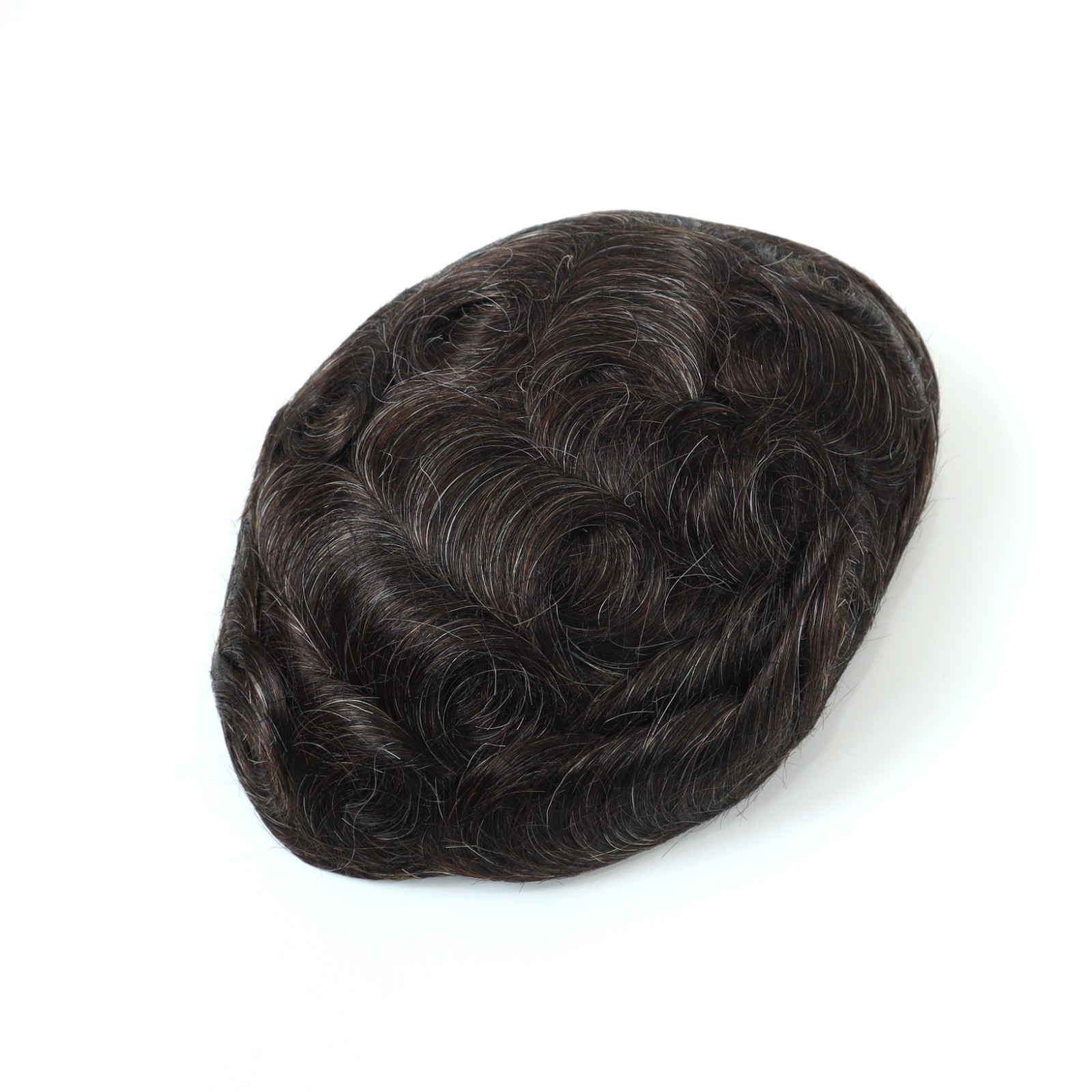 Mens Toupee Human Hair Replacement System Mono Center Medium 130% Hairpiece #320
