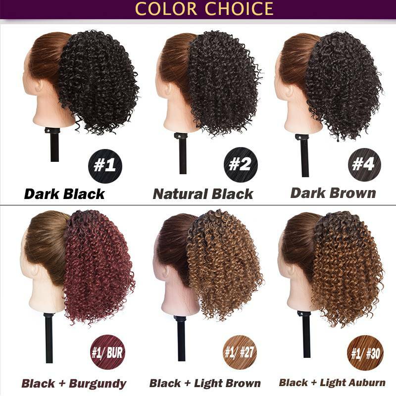 Drawstring Ponytail Kinky Curly Afro Bun Clip In Puff Pony Tail Hair Extension