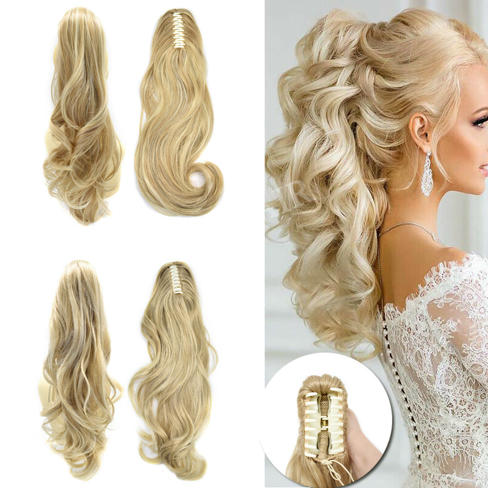 Claw Clip In Ponytail Hair Extensions Thick Long Wavy 22″ Natural As Human Hair