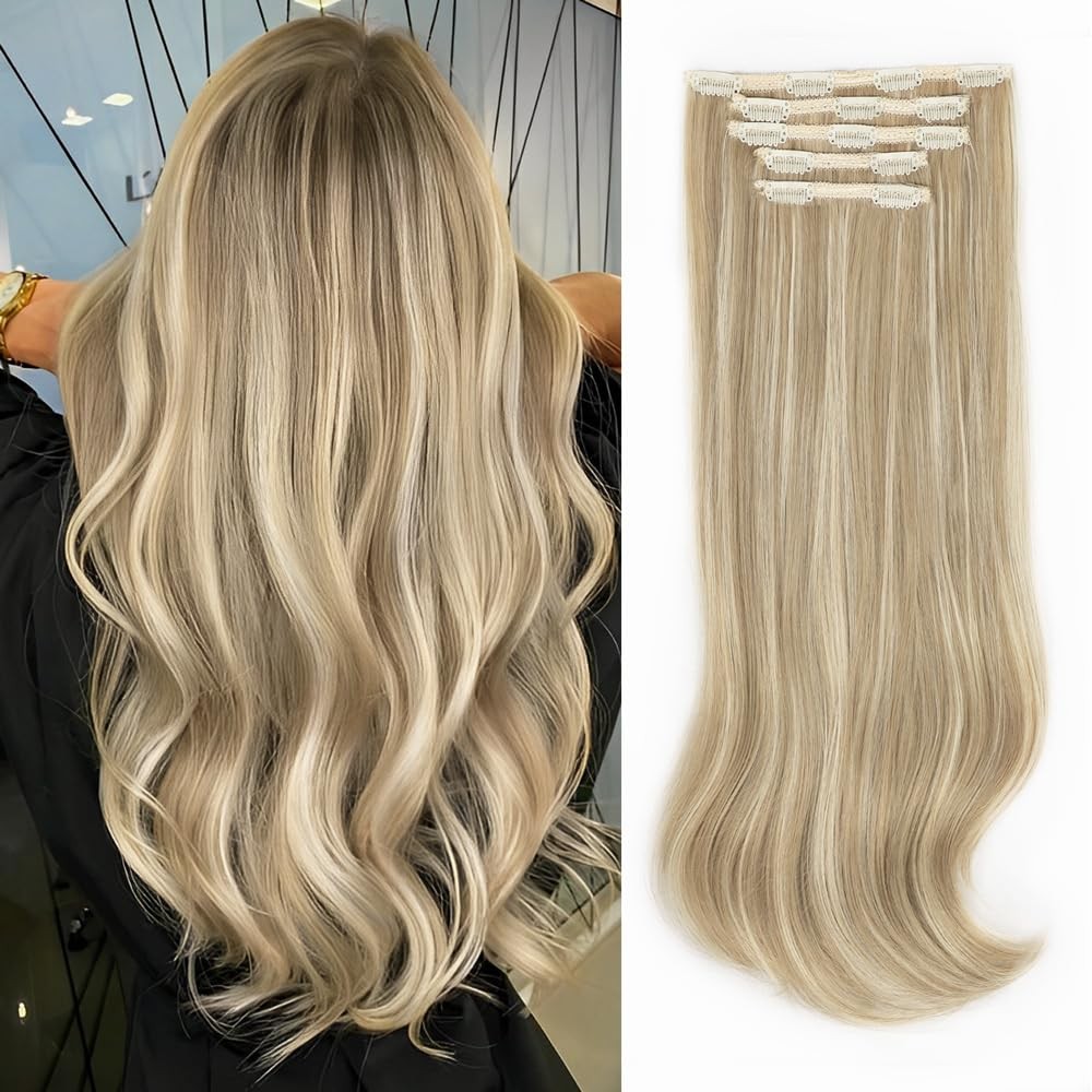 Clip in Hair Extensions – Thick Long Straight Layered Hair Extensions, Dirty …